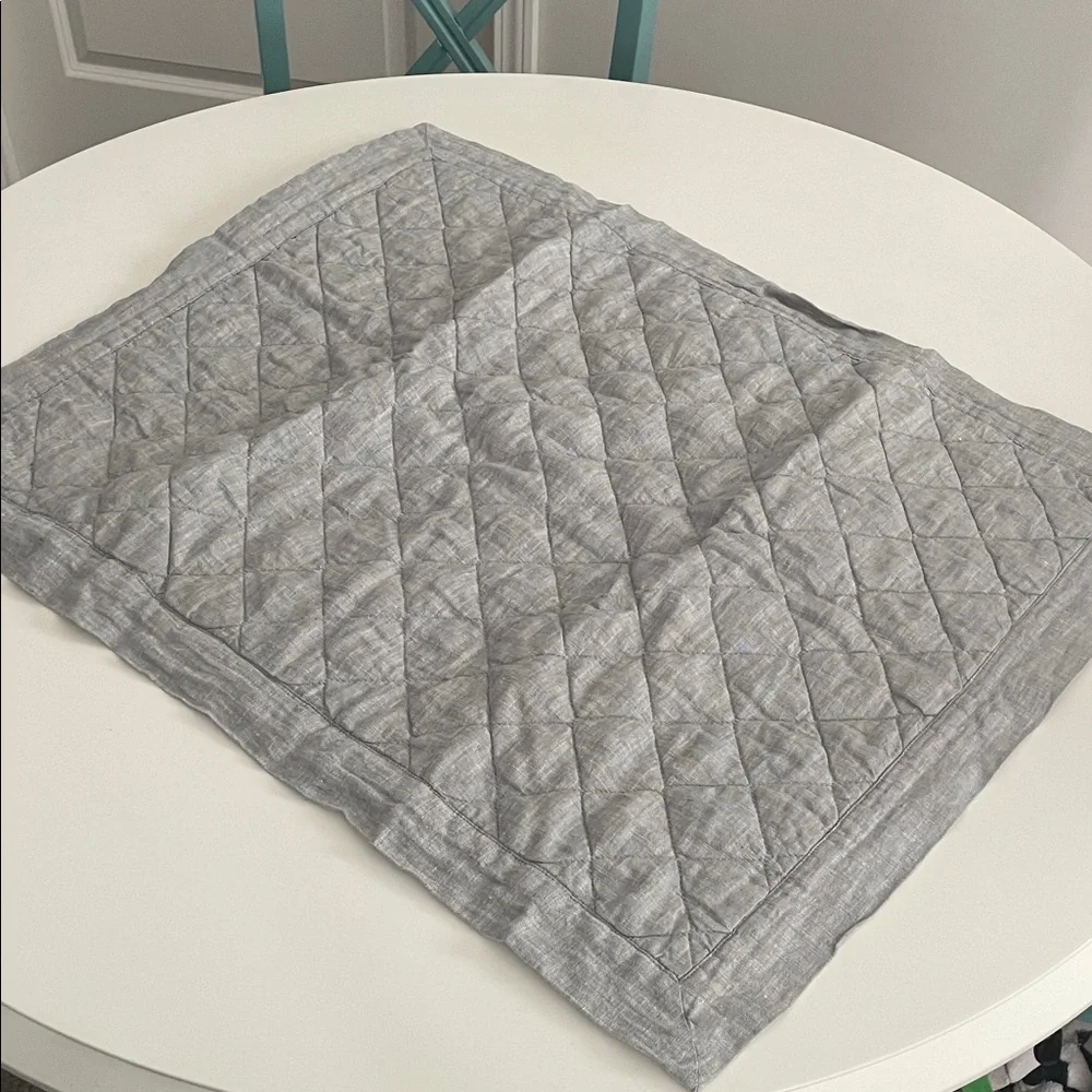 Pottery Barn Belgian Linen Flax Gray Quilted Sham (set of 2)